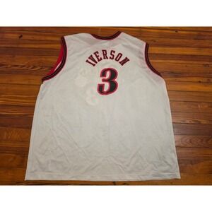 Champion Allen Iverson Philadelphia 76ers Jersey White Mens 52 XXL Vintage NBA